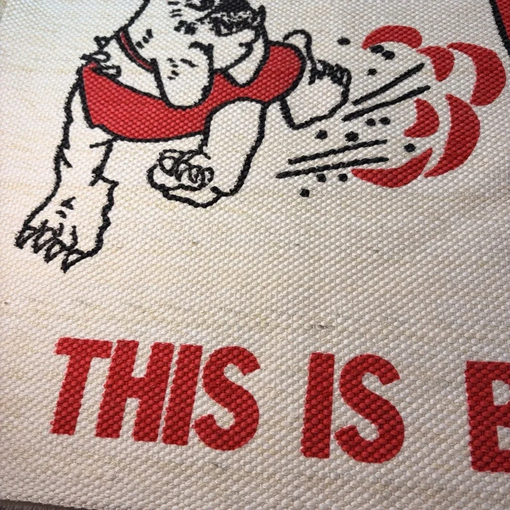 Vtg 70s Georgia Bulldogs Woven Rug Wall Banner 